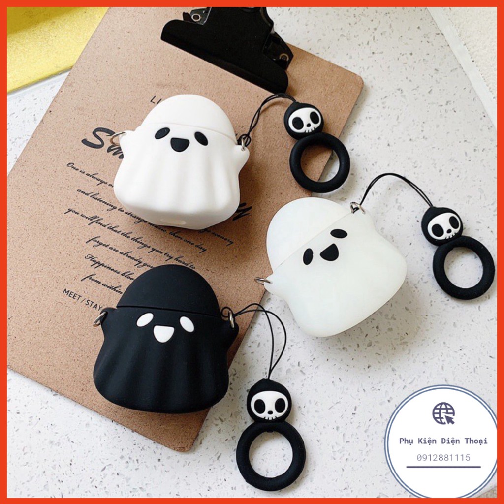 ☘️Tặng kèm móc tay☘️ Case bao airpod silicon 1 2 3 Pro Con Ma - Vỏ bọc đựng tai nghe không dây i11 i12...Airpods Ghost