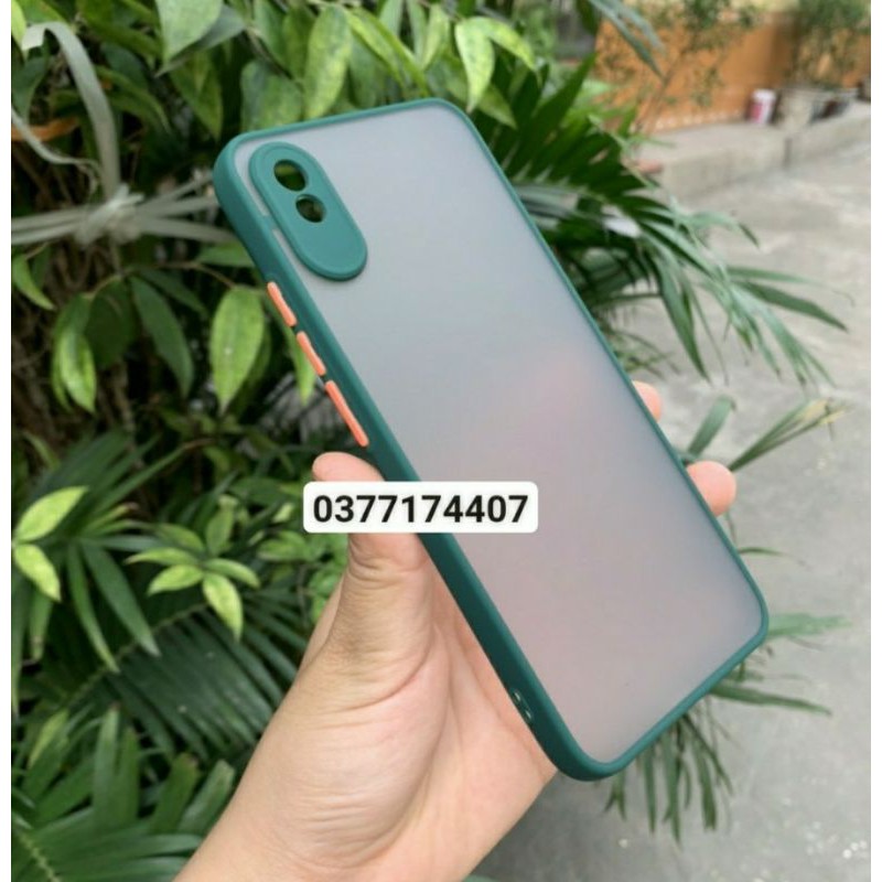 Xiaomi Redmi 9A_Ốp lưng nhám viền màu bảo vệ camera chống sốc, chống vân tay siêu đẹp