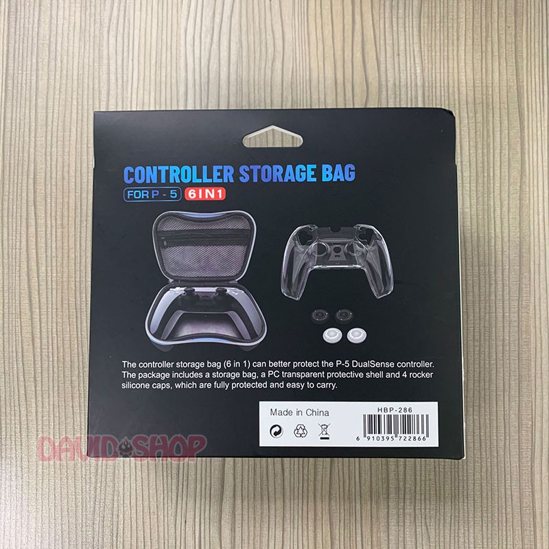 Combo túi chống sốc + case cứng trong suốt + núm bọc cho tay cầm DualSense - PlayStation 5 (HBP-286)