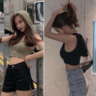 Áo tanktop có nón màu trơn dễ phối đồ thời trang Hàn Quốc cho nữ