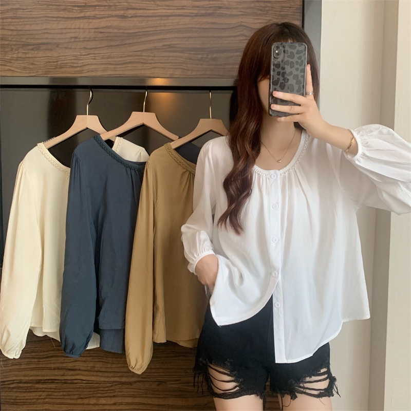 SUXI Áo Sơ Mi Nữ Tay Dài Màu Sắc Ngọt Ngào Dễ Phối Đồ