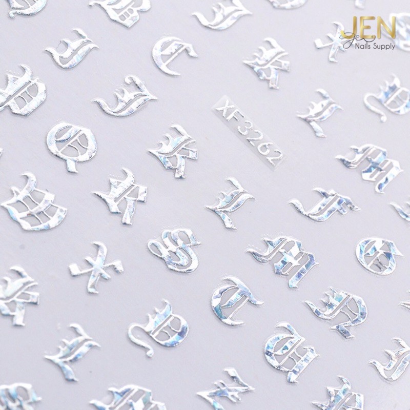 Sticker dán móng chữ cái la tinh-hình dán nail