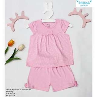 Bộ cài vai sơ sinh phối màu bé gái DB214