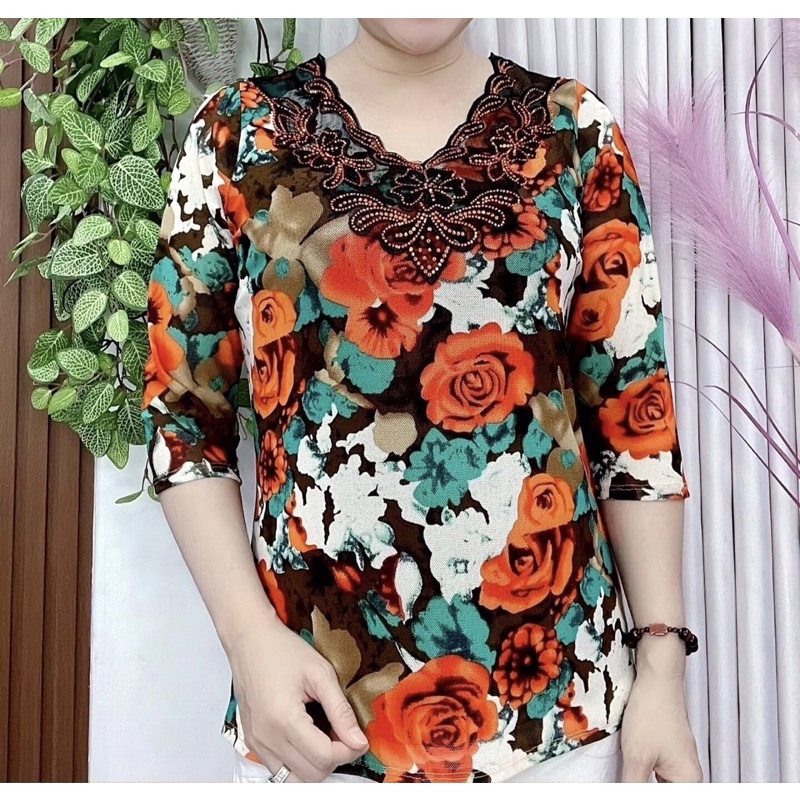 Áo Kiểu Nữ Dáng Dài Chất Liệu Thun Lưới Xịn Quảng Châu Cao Cấp Free Size 55-90Kg