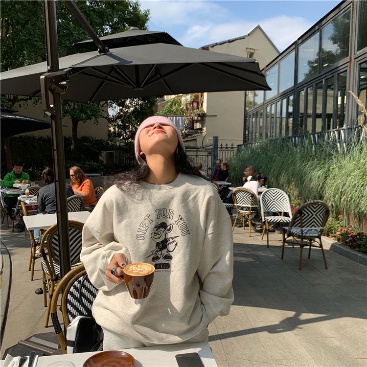 Áo sweater cổ tròn tay dài dáng rộng phong cách thời trang hàn quốc cho nữ | BigBuy360 - bigbuy360.vn