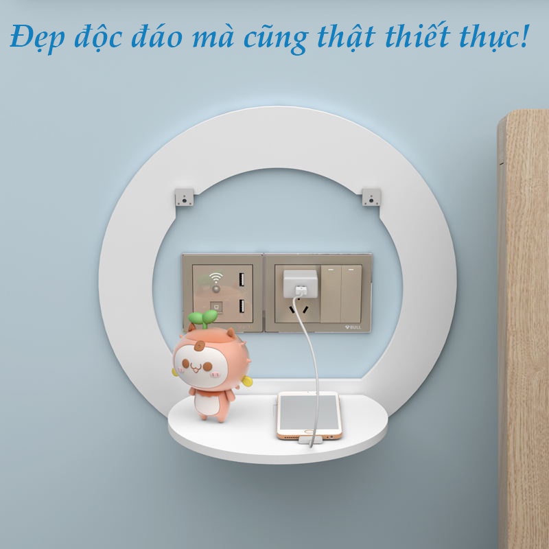 Giá treo đầu giường, kệ trang trí phòng khách, phòng ngủ VHT12 bằng ván gỗ Smartboard màu trắng không cần khoan tường