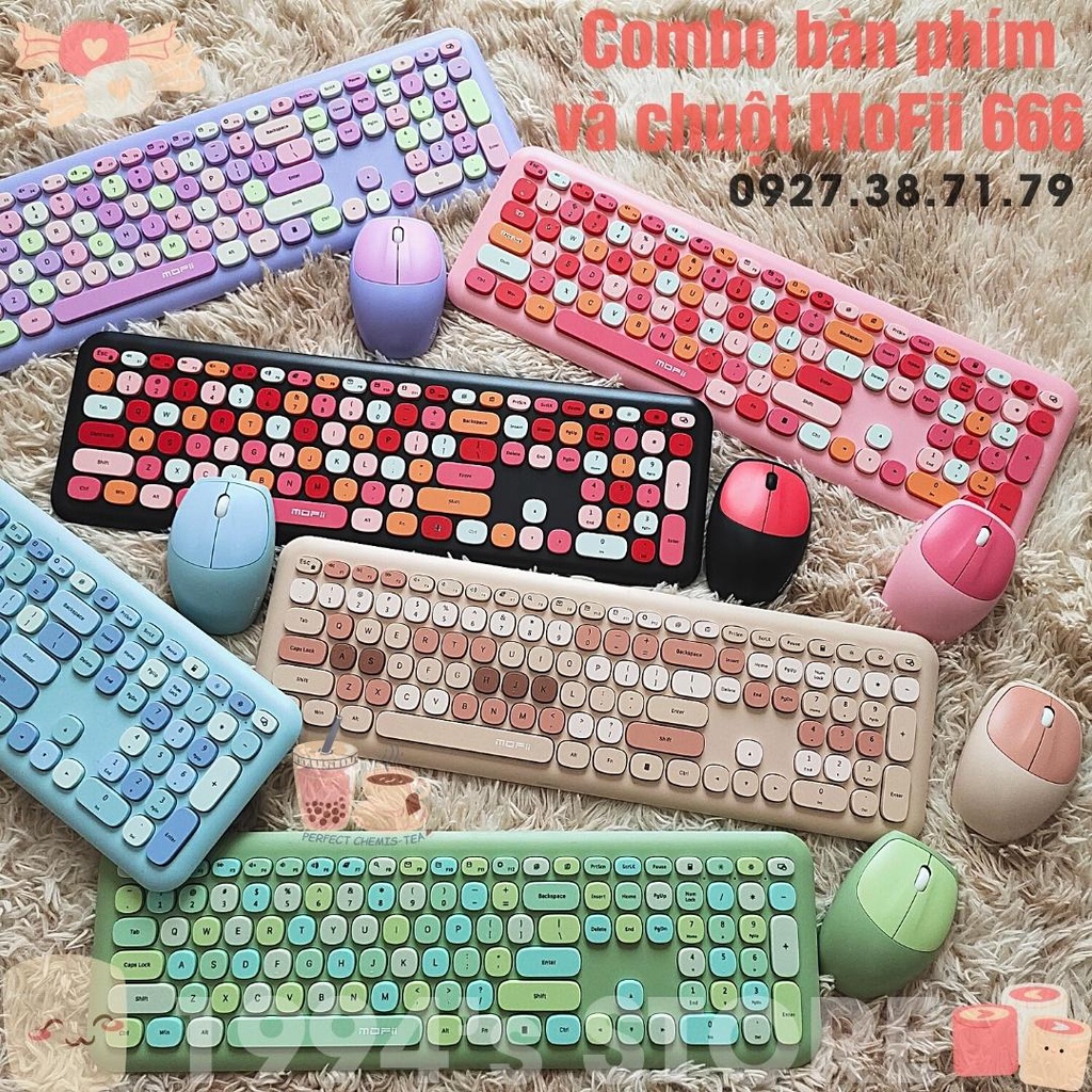 Combo bàn phím giả cơ và chuột không dây MOFii Ferris Hand 666 siêu CUTE cho máy tính bàn Laptop, Tivi, điện thoại, iPad