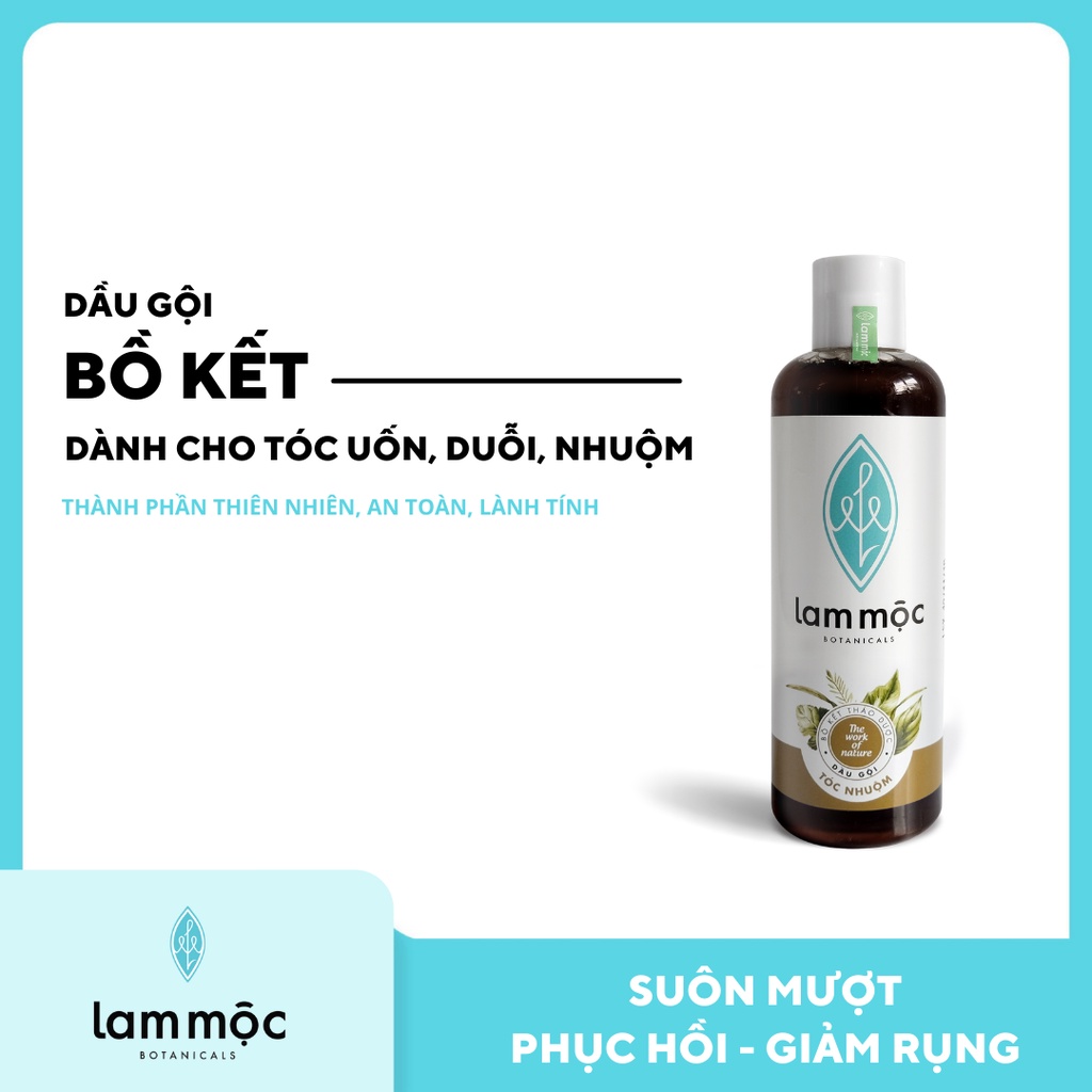 [SUÔN MƯỢT,GIẢM RỤNG TÓC]-Dầu gội bồ kết Lam Mộc - tóc nhuộm - 250ml