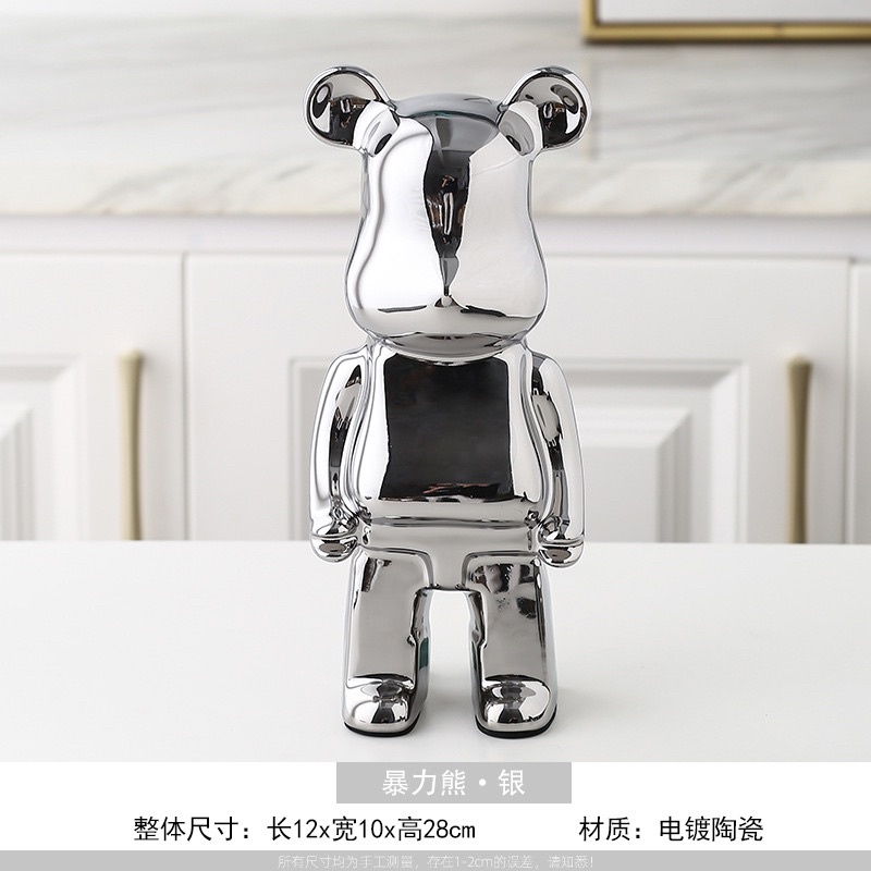 TƯỢNG GẤU BẠO LỰC BẰNG GỐM TRANG TRÍ TỦ CAO 28cm