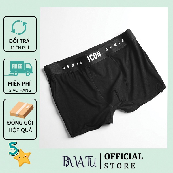 Quần lót nam boxer thun lạnh cotton co giãn 4 chiều ICON, quần sịp nam thun lạnh ICON Demin tặng kèm hộp - BAVATU