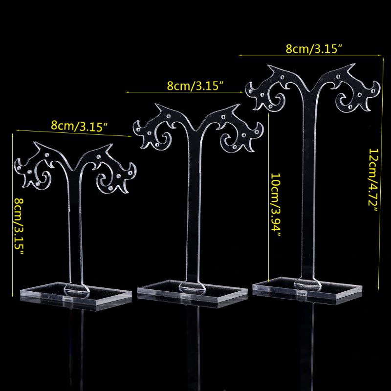 Set 3 Giá Đỡ Trưng Bày Bông Tai Bằng Acrylic Hình Cây