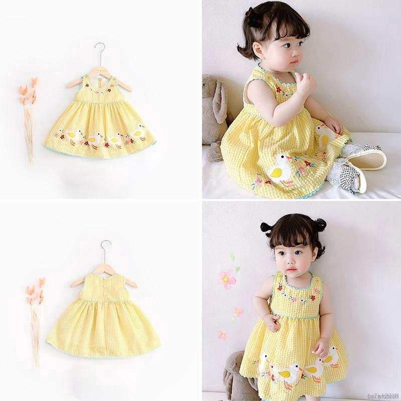 Đầm công chúa không tay thêu hình xinh xắn cho bé gái