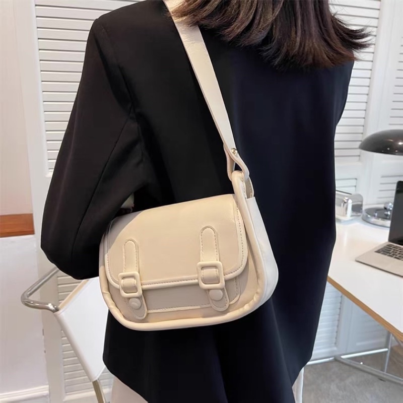 Túi Vintage Đeo Vai Xinh Xắn Màu Đen, Trắng, Nâu, Be Đi Chơi Đi Học | TX21 | Túi Da Nữ Dễ Phối Đồ Thiết Kế 2 Khóa Bấm