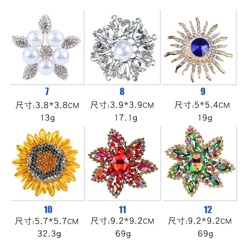 Trâm Cài Áo Đính Đá Pha Lê Cỡ Lớn Nhiều Màu Sang Trọng Thời Trang Cho Nam Và Nữ