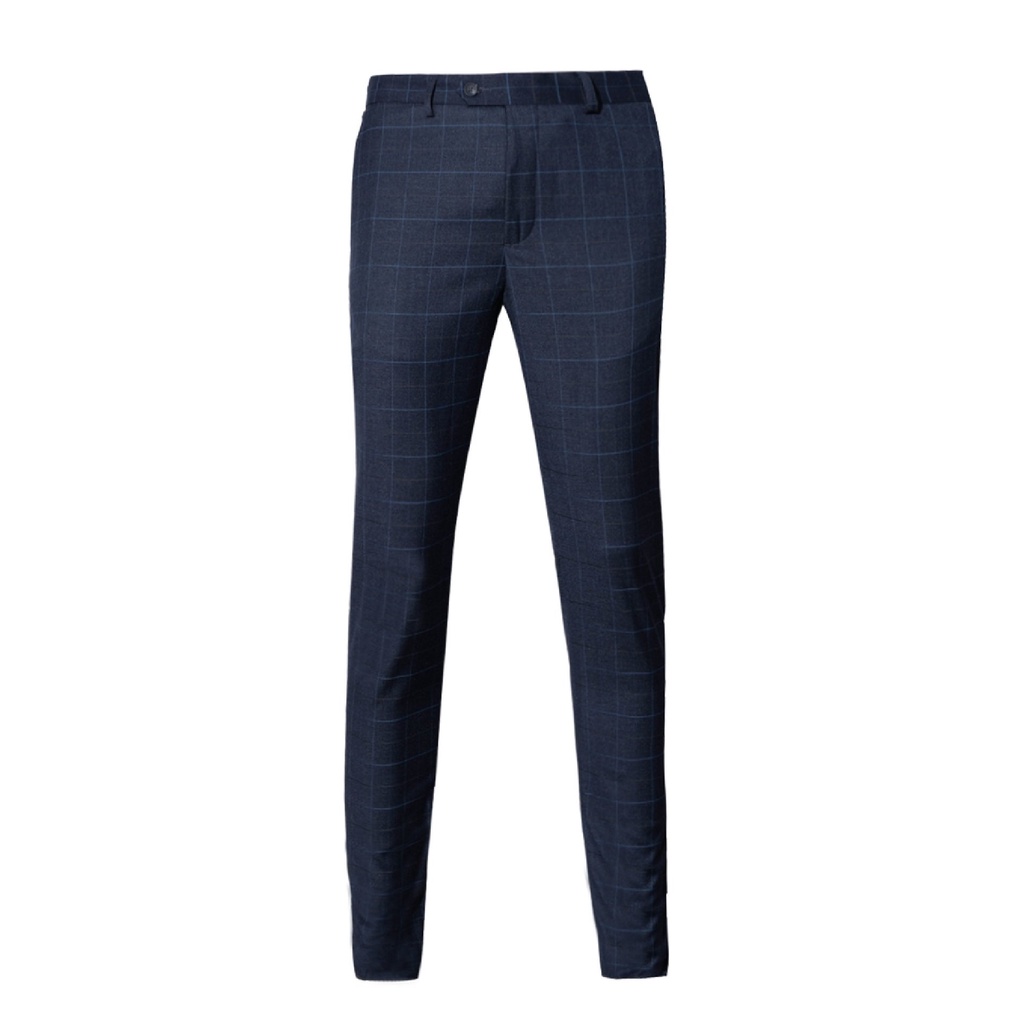 Quần âu tây nam công sở cao cấp OWEN QS23444 dáng slim fit ống ôm màu màu navy kẻ xanh vải polyester mềm mát đứng dáng