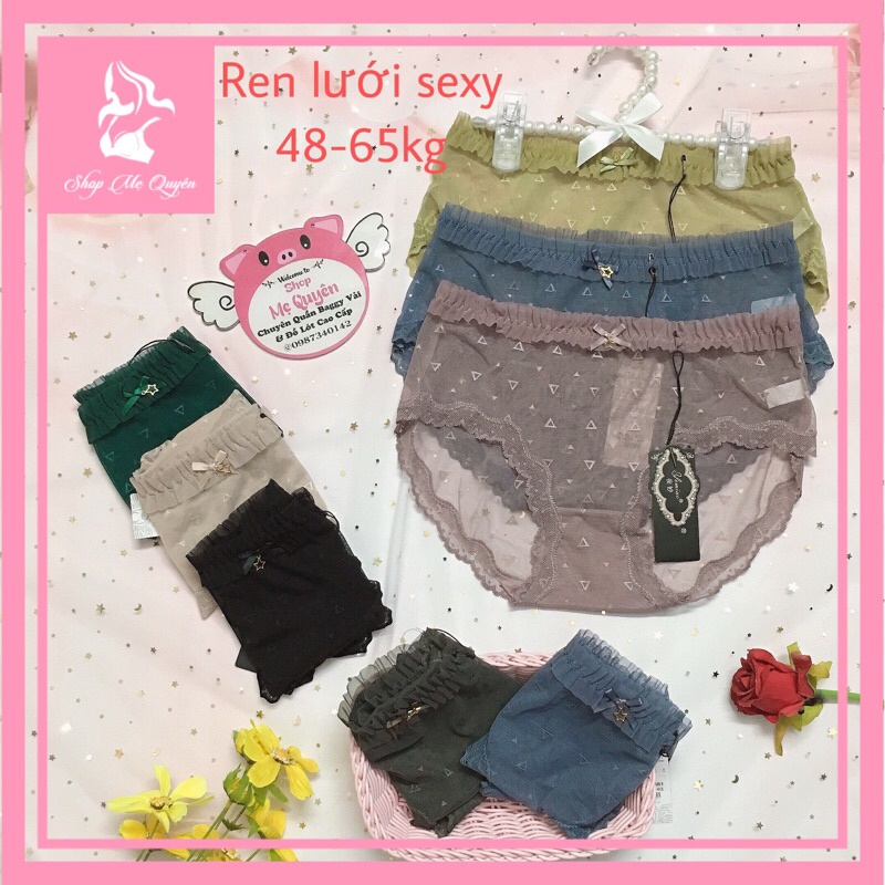 Quần lót ren nhún bèo- voan lưới xuyên thấu sexy gợi cảm- co dãn tốt &lt;65kg