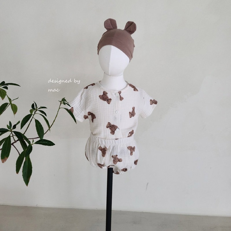 Set Áo Thun Tay Ngắn &amp; Quần Short &amp; Mũ Dễ Thương Dành Cho Bé Trai Và Gái