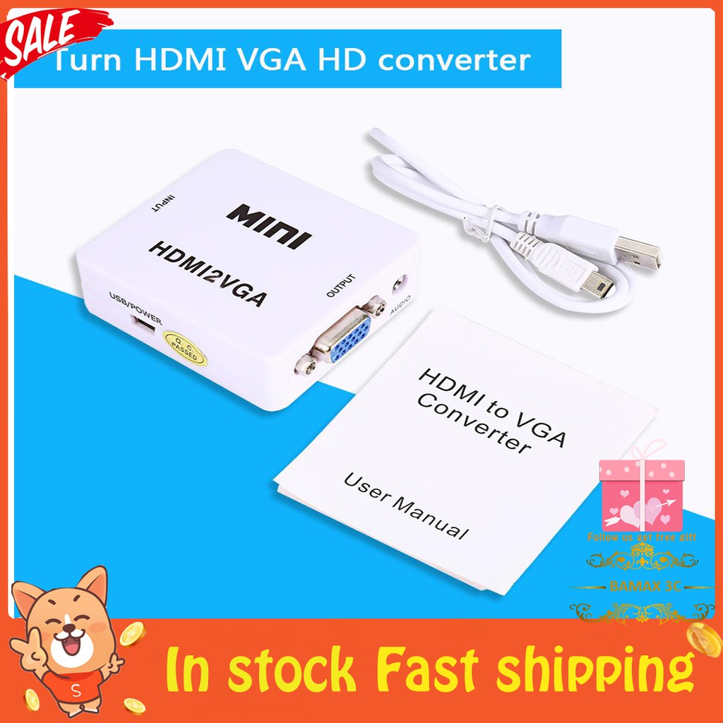 Cáp chuyển đổi Mini HDMI sang VGA HDMI 2 VGA + 1080P USB