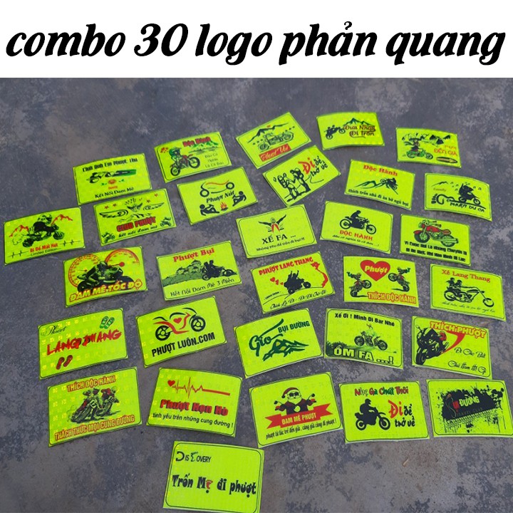 combo logo phản quang 30 logo tem xe tem phản quang