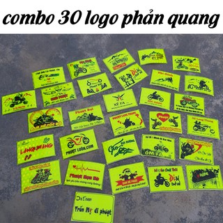 Combo logo phản quang 30 logo tem xe tem phản quang