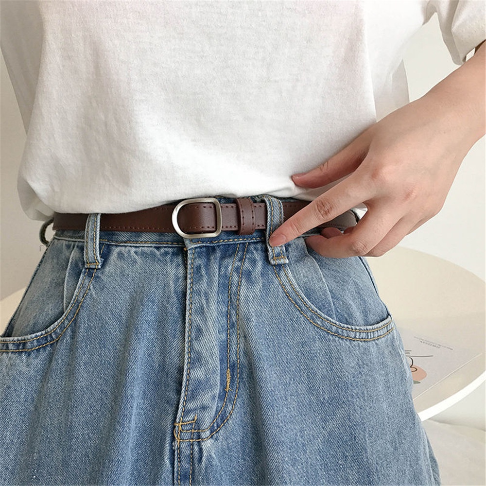 Thắt lưng mỏng không đục lỗ đơn giản thời trang Hàn Quốc cho nam và nữ