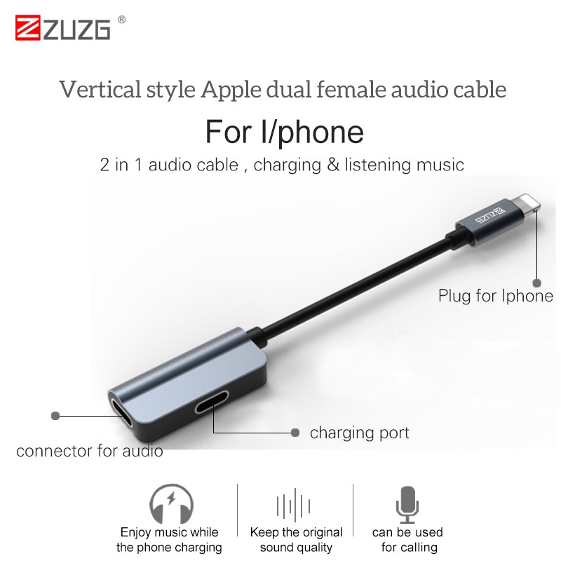 Jack chuyển IPchân ra 2 vừa sạc vừa dùng tai nghe-YL6 ZUZGVN