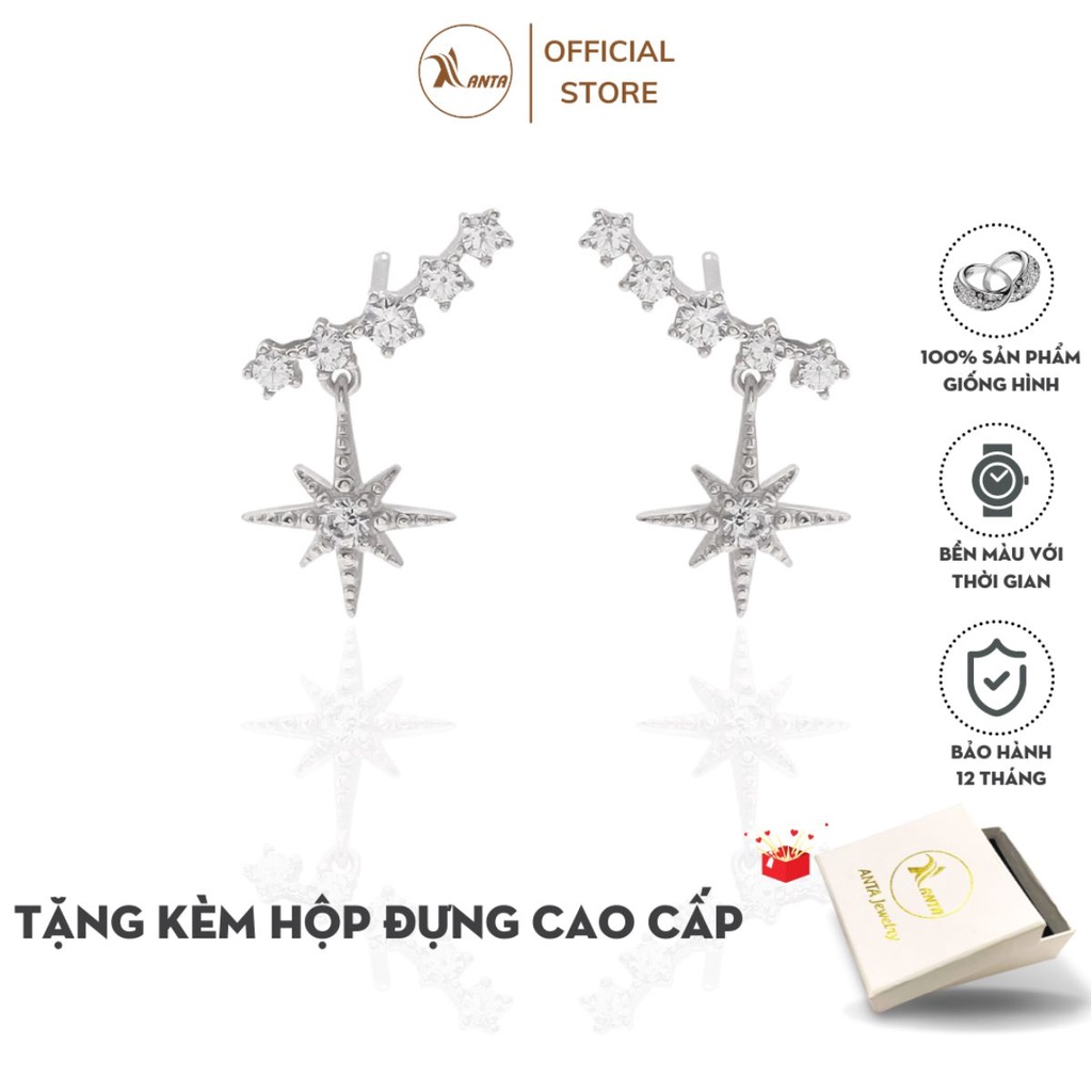 Bông tai bạc 925 Chấm sao lấp lánh phong cách Hàn Quốc ANTA Jewelry - ATJ3082