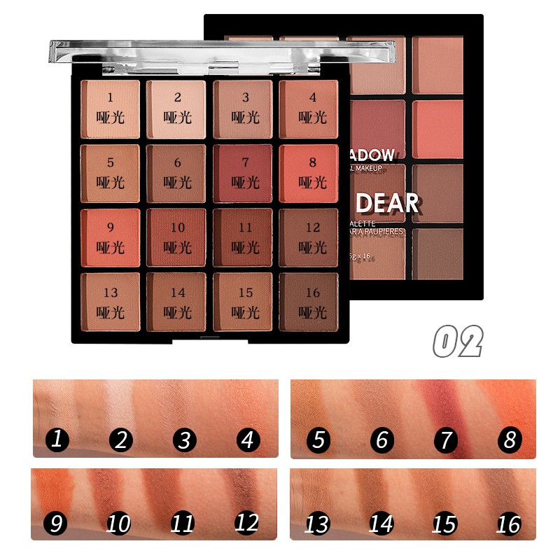 Bảng phấn trang điểm mắt PFFEE 16 màu sắc lì và ánh kim tuyến mini chuyên nghiệp | BigBuy360 - bigbuy360.vn
