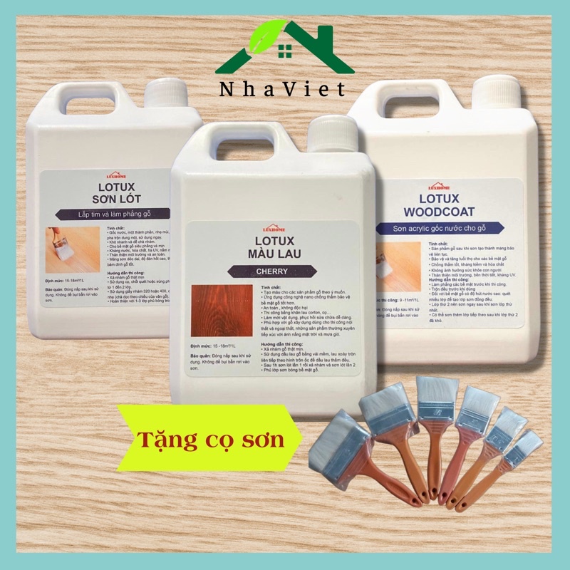 Bộ sơn gỗ gốc nước hoàn thiện, sơn lót, màu lau, phủ bóng gỗ
