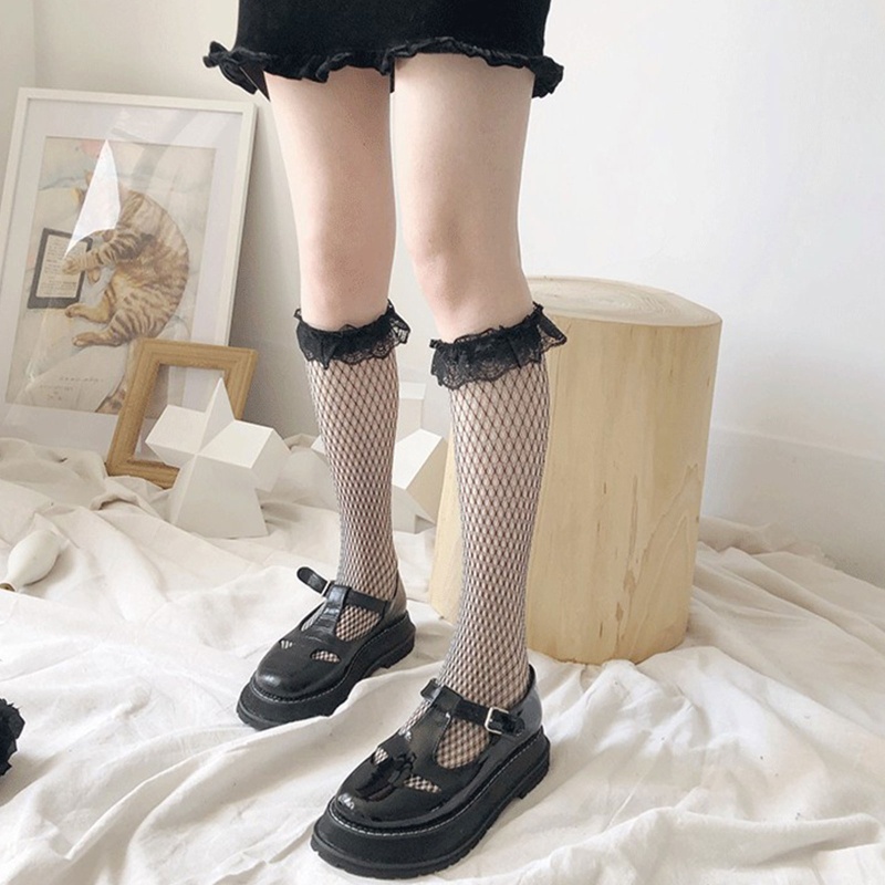 Xixi Tất Lưới Nhỏ Viền Ren Phong Cách Harajuku Ngọt Ngào Cho Nữ