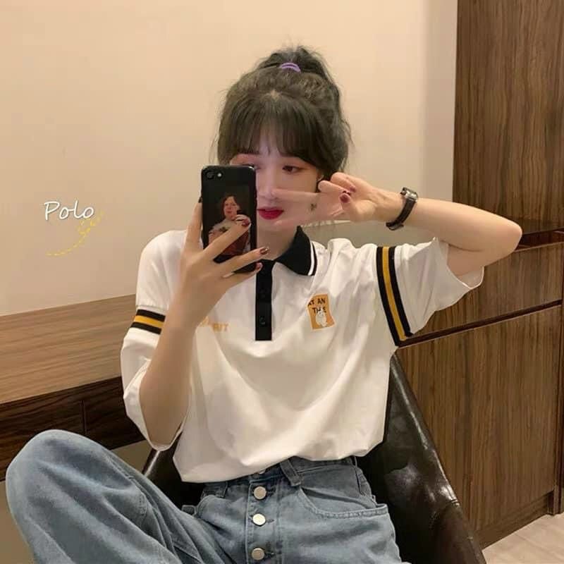 Áo Thun POLO logo Thỏ ATANY Form Rộng Cute, Áo Phông Có Cổ Đáng Yêu
