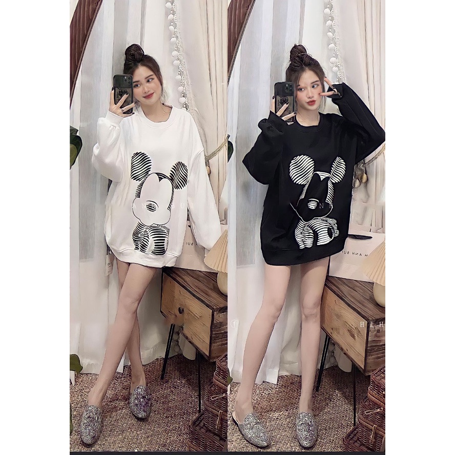 Áo nỉ sweater nữ form rộng dài tay trending Áo sweater KIUKIU chất nỉ Hàn Quốc - CUTE_ZOO