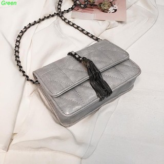 Textured simple chain bag 2019 new ins wild tassel small square bag senior sense of foreign women’s bag Messenger bag