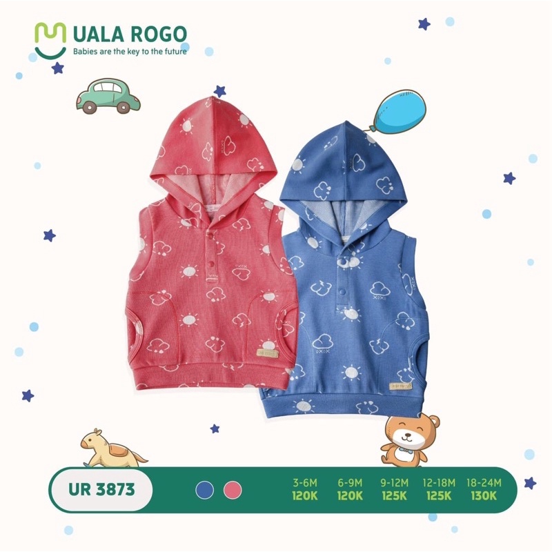 Áo gile có mũ họa tiết mây UalaRogo UR3873 SIZE 3-12M