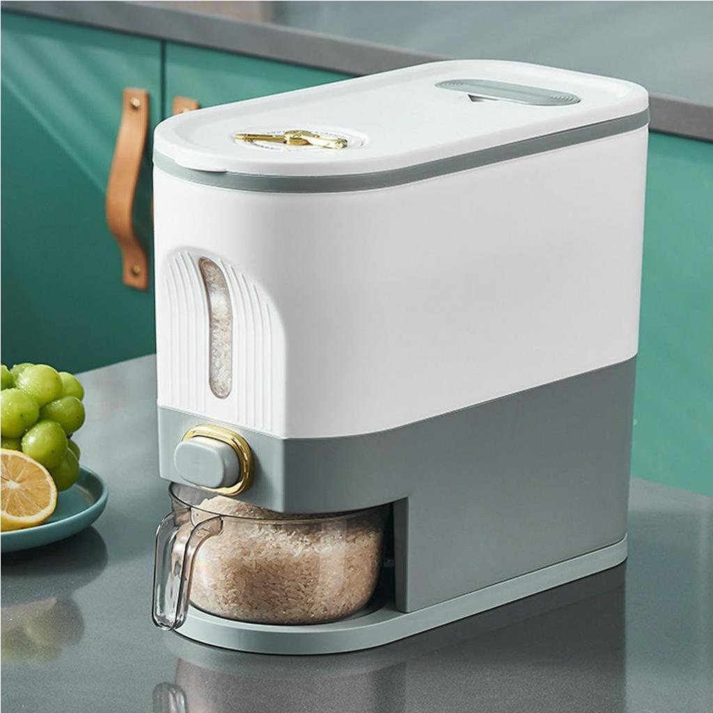 Thùng đựng gạo thông minh 5-10kg - Hộp đựng gạo hạt kín trong suốt Thùng cho nhà bếp - Nitrogen071