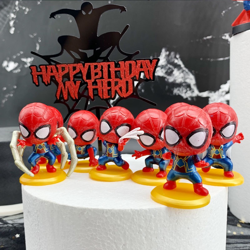 1 Set Mô Hình Nhân Vật Siêu Anh Hùng Marvel Trang Trí Bánh Kem