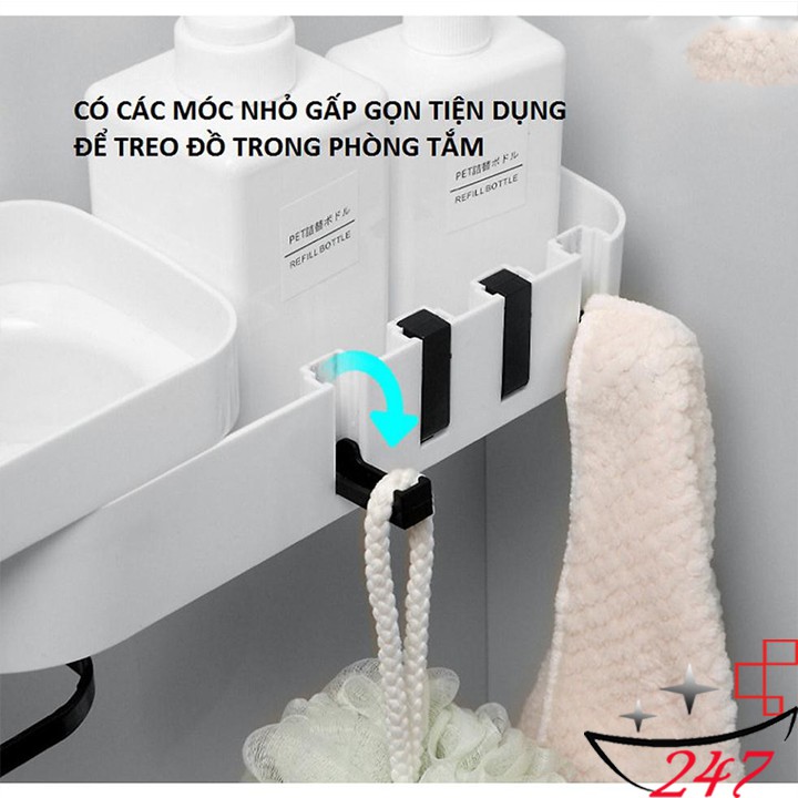 Kệ để đồ phòng tắm nhà bếp xoay góc thông minh giá gắn góc hút chân không đựng đa năng tiện lợi cho mọi gia đình