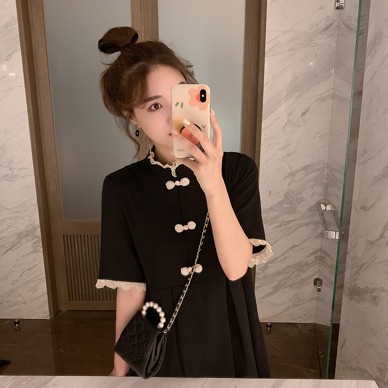 Đầm Ngắn Tay Phối Ren Xinh Xắn Cổ Điển Dành Cho Nữ