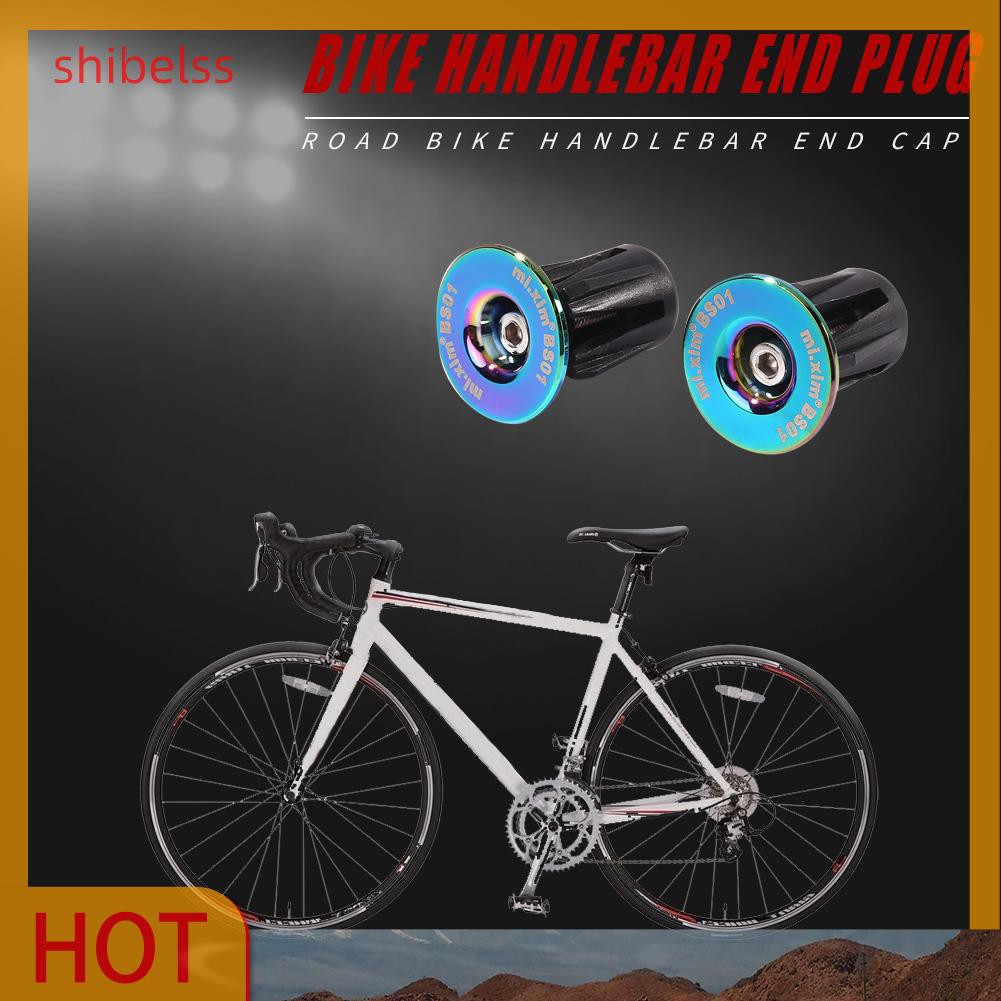 （ʚshibelss）2x Burnt Blue Bike Handle Bar End Cap Aluminum Alloy MTB Road Bike End Plug