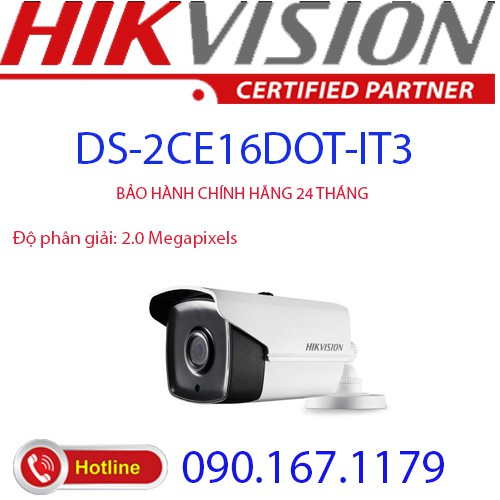 Camera HD-TVI hồng ngoại 2.0 Megapixel HIKVISION DS-2CE16D0T-IT3