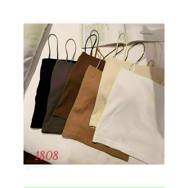 Áo 2 dây [Minhduongct] ngang ngực Croptop Len Tâm, thun ống ôm body Áo Bra 2 dây len tâm Mã 3003