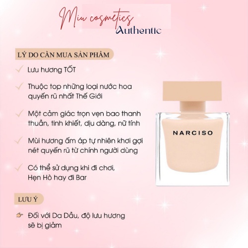 Nước Hoa Nữ Narciso Rodriguez Poudree Màu Be EDP, 90ml - Mê hoặc, quyến rũ.Miu-Store