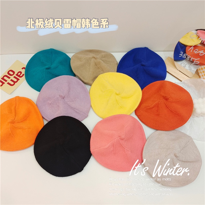 Mũ nồi màu trơn mềm mại phong cách Hàn Quốc cho bé