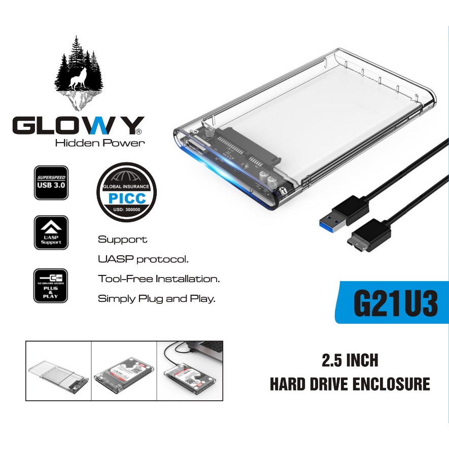 Box ổ cứng Gloway G21U3 SATA3 - Chính hãng - Dùng cho SSD/HDD 2.5&quot;