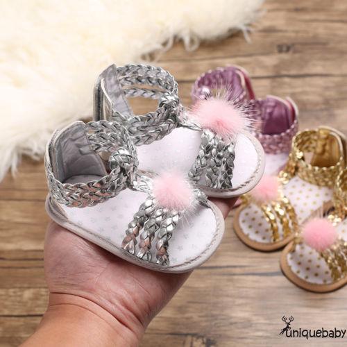 Giày sandal đính nơ đế mềm xinh xắn cho bé gái