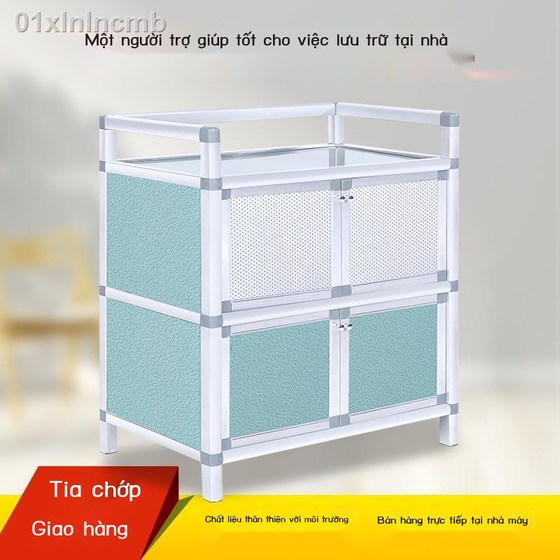 ✆ ▤ 01xlnlncmbTủ đựng chén bát gia đình tủ đơn giản kho lưu trữ hợp kim nhôm lắp ráp đa năng giá nhà bếp
