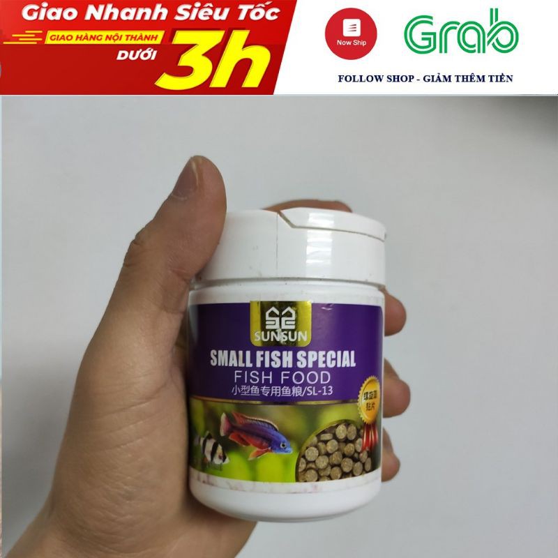 Cám viên dán SUNSUN 100g cung cấp đầy đủ chất dinh dưỡng cho cá cảnh và tép cảnh