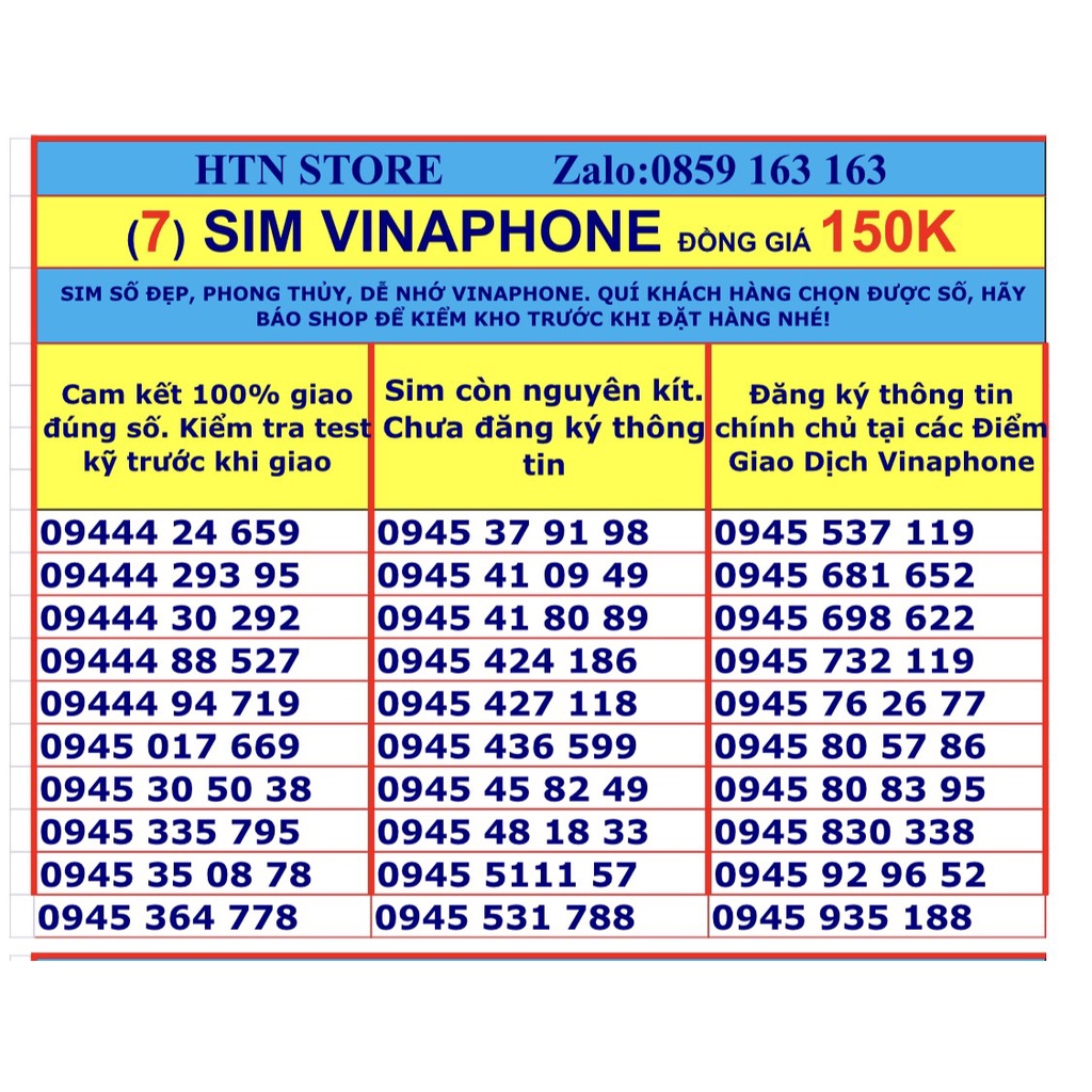 Sim vina số đẹp giá rẻ đồng giá 179k