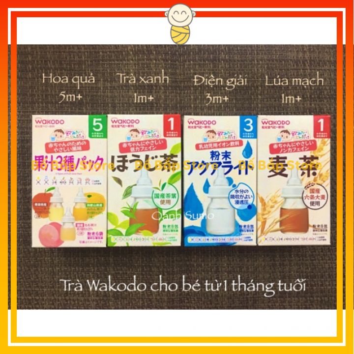 Trà Wakodo Nhật Bản⚡𝟭𝟬𝟬% CHÍNH HÃNG⚡ Cho Bé Từ 1 Tháng Tuổi - Đủ Vị Hoa Quả/Lúa Mạch/Điện Giải/Trà Xanh