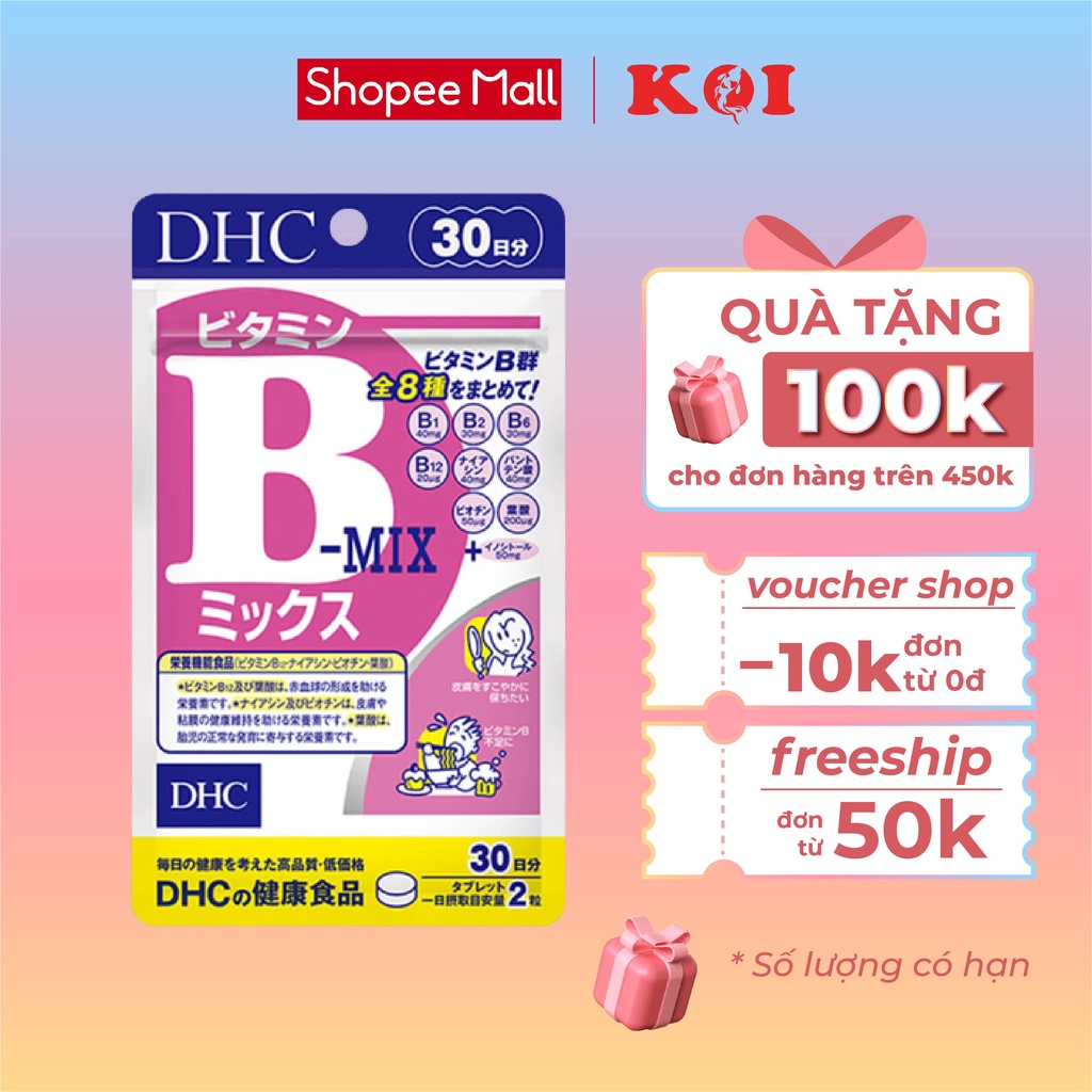 Viên uống vitamin B DHC tổng hợp gồm 8 loại vitamin nhóm B 30 ngày Nhật Bản